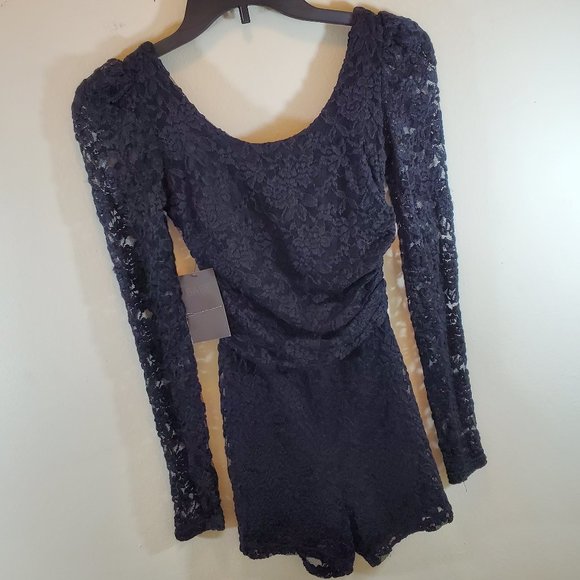 NWT Babe Society Carmen Black Lace Cut Out Romper - Picture 3 of 4